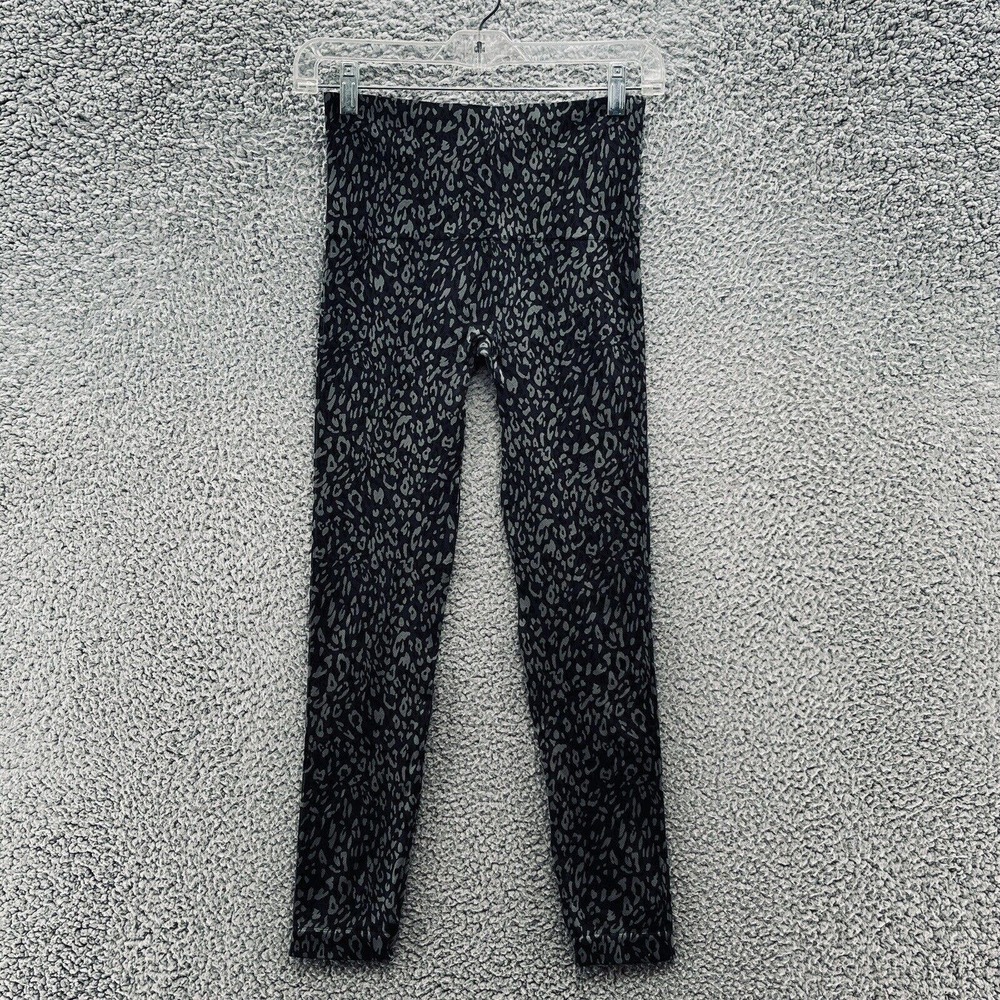 Spanx Leggings Navy Blue Gray Leopard Print Seamless Mid Rise Ankle